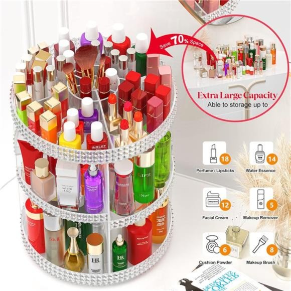 Makeup Organizer 360-Degree Rotating, Adjustable Makeup Storage, 7 Layers Large - Picture 3 of 6